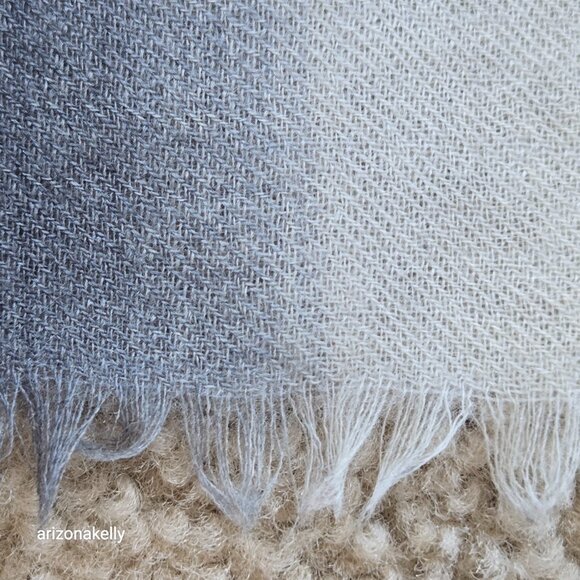 Masai Copenhagen Wool Scarf Gradient Ombre Lightweight Black White - Picture 5 of 10